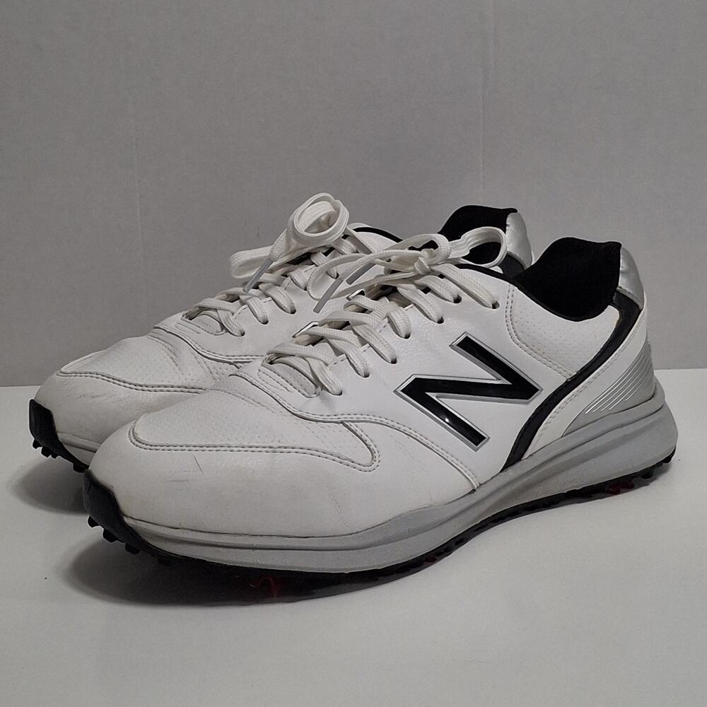 New Balance Sweeper 1800 Golf Shoes Mens Sz 9.52E White Black Waterproof Spikes